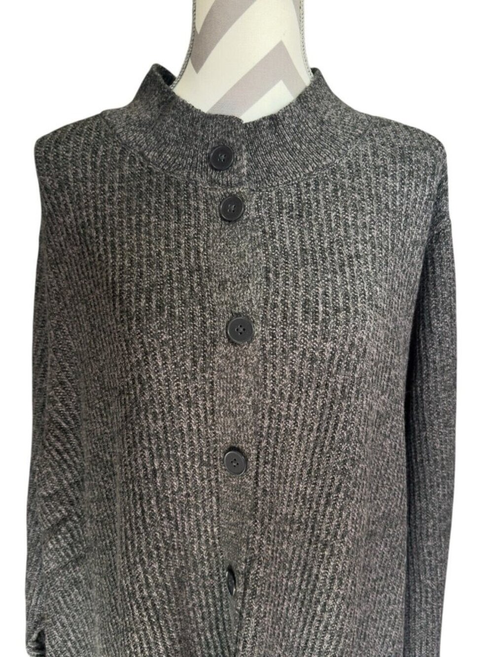 J. Jill Cardigan Knit Charcoal Button Sweater - Womens 4X - $159 Orig NWT - Picture 3 of 5